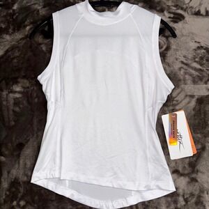 Peach Skin By Gottex Studio Athletic Top Women Medium White Mock Neck Sleeveless